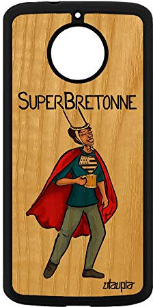 utaupia Coque pour Moto E4 Plus Bois Silicone Super Bretonne Pas Cher Souple Drole Comics Bande dessinée 4G Portable Breton Housse Motorola