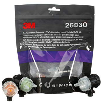 3M Performance Pressure HVLP - Kit di ricarica per testine nebulizzatrici HVLP 26830, per l'uso con pistola a spruzzo industriale 3M Performance, misure 1.1, 1.4, 1.8