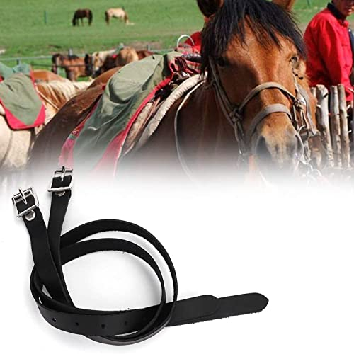 Steigbügel Leder, 1 Paar Länge für Spur Riemen Leder mit Edelstahl Schnalle Pferd Werkzeug Zubehör 50cm Schwarz