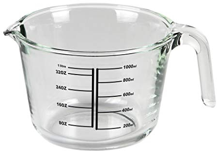 Cofan Jarra Medidora de Borosilicato | Modelo Baritina | Capacidad 1 L | Apta para microondas, Horno y Congelador