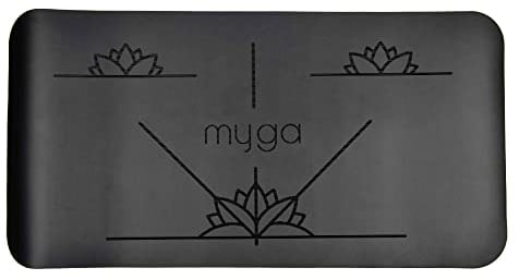 Myga Ausrichtungs Yoga Pad – rutschfeste Matte für zusätzliche Dämpfung mit Ihrem Knie – Ellbogen und Handstütze – (66cm x 34cm x 5mm) Schwarz