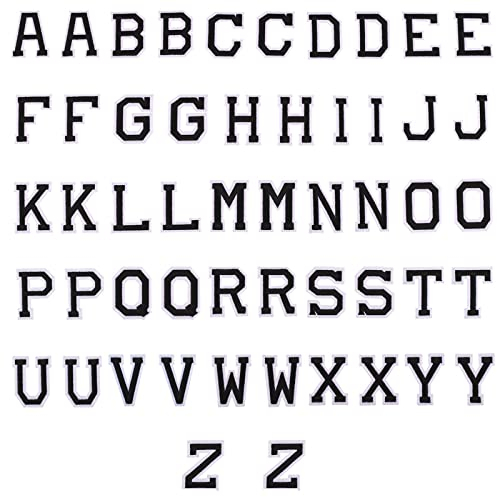 LUTER 52 Pieces Iron On Letter Patches Alphabet Applique Sew On Appliques with Decorative Repair Patches Letter A-Z Embroidered for Hats Shoes Bags (Black)