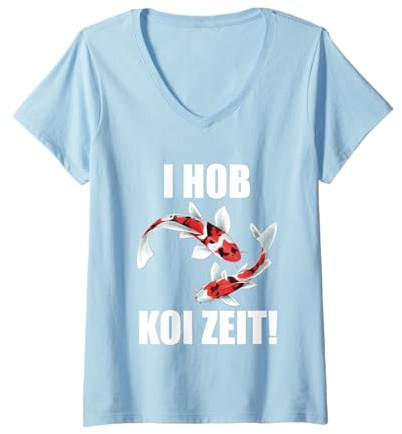 Damen I hob Koi Zeit Karpfen Fisch Japan Teich Koi Züchter T-Shirt mit V-Ausschnitt