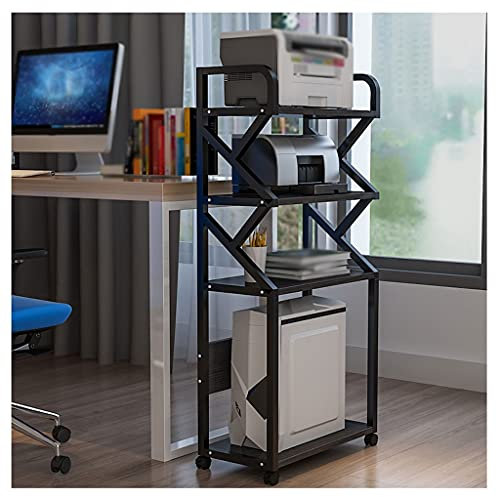 Druckerständer Etage Stehend Drucker Stand Multi-Layer Movable Printer Regal, für Büro Wohnzimmer Faxgerät Scanner-Halterung-Dateispeichergestell (4 Schichten) Druckerständer für Schreibtisch