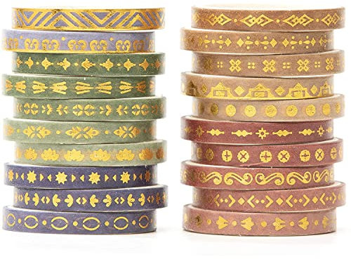 YUBX dünn Folie Gold Washi Tape Set Masking Tape Klebeband Bunt für Kinder, Scrapbooking zubehör, Bullet Journals, Bastel Planer, Handwerk und DIY (Four Seasons)