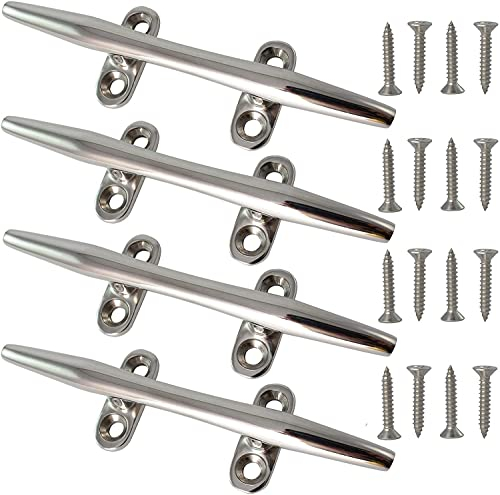 PHASFBJ 4er Pack 4-12 Zoll Boot Dock Open Base Klampe, Deckseilklemmen aus Edelstahl 316 mit Befestigungselementen, Ankerpfähle für Marine-Hardware,10