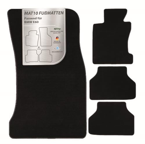 MAT10 – Auto-Fußmatten passend für BMW E60 (BJ 03/2007-02/2010) aus Velours, 4-teiliges Automatten Set, langlebige Erstausrüsterqualität, Made in Germany