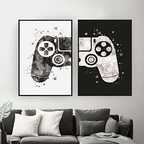 iYoucase Ragazzi Gioco Poster Stampe Astratta Gamepad Illustrazione Wall Art Canvas Quadri Joystick Quadro Per La Camera Dei Bambini Decorazioni 50x70cmx2 Senza Cornice