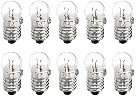 sourcing map E10 Screw Base Miniature Bulbs DC 1.5V Warm Yellow Light Mini Lamps with Storage Box, 1 Set/10 Pack
