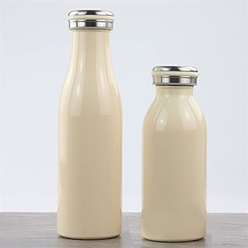 Termo aislado Botella de agua deportiva, 500 / 300ML Frasco de vacío de doble pared 304 Tazas con aislamiento térmico de acero inoxidable Botellas de agua de café Termo de unicornio (300ml, HE058-Beig