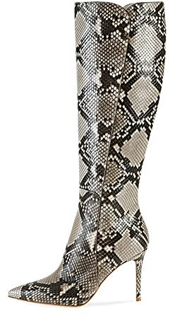 Donne Moda Stivali Ginocchio Stiletto Heels, Stivali al Ginocchio con Tacco Alto A Punta da Donna, Stivali in Pelle con Motivo Serpente Sexy da Donna (Color : Snakeskin Pattern, Size : 37 EU)