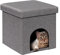 Bonlife Cat Bed,Folding Cat Cave Beds for Indoor Cats,Cat House Winter Pet Kennel,Footstool Seat with Lid,32x32x32cm,Grey