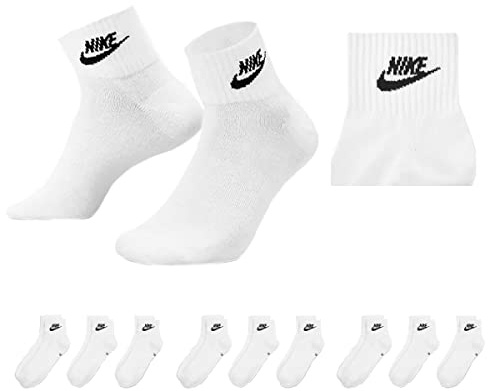 Nike U NK V CUSH Knöchelsocken für Erwachsene, Unisex, 3 Stück, 9 Paar weiß, 38-42