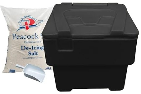 BritishBins Black 60 ltr Grit Salt Bin With 25Kg Salt and Scoop