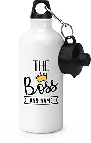 Gift Base Personalised The Boss Sports Bottle Water Gym 600ml White