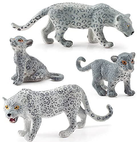 LICHENGTAI Leopard Polartiere 4 Stück Realistische Tierfiguren Kunststoff Leopard Action Modell Miniatur Spielzeug Tier Modell Ornamente für Wohnaccessoire Dekor, Geburtstagsgeschenk für Kinder