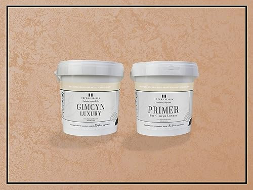 Impera Italia Gimcyn Luxury - Textured, Metallic Effect, Iridescent Wall Paint Bundle. Includes 1kg of Paint and 0.5L of Primer - Covers 5SQM - In Colour ROSE GOLD.