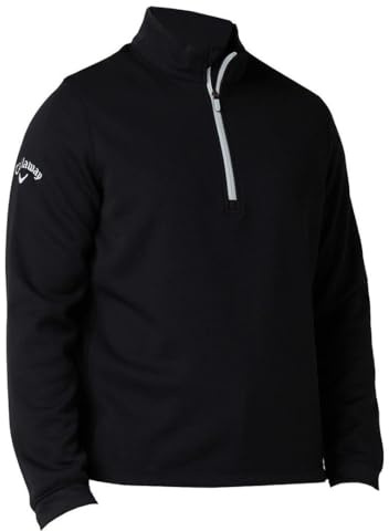Callaway - Golf Tops for Men, Long Sleeve Hexagon Fleece Base Layer Sweater with Thermal Properties and Moisture Wicking Technology (Caviar Black)