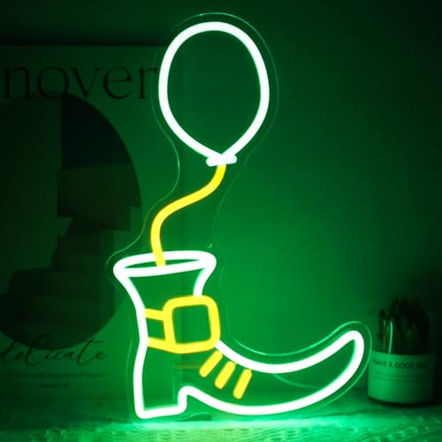 Kullneon Boot Balloon Neon Signs for Wall Decor Green Yellow LED Sign Easter Wall Decor