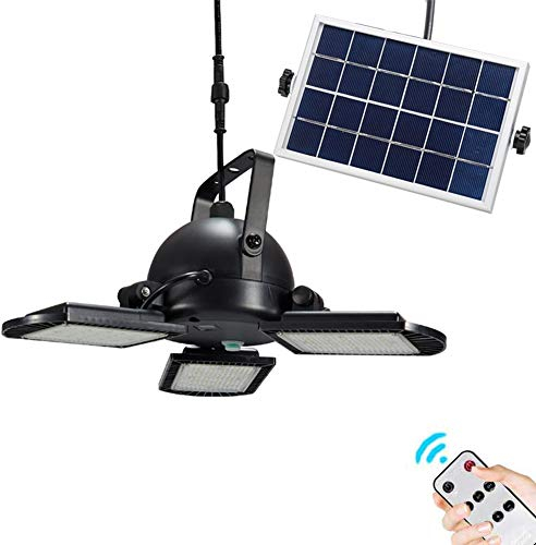 Luces solares al aire libre 3 paneles solares de garaje, IP65 a prueba de agua 60 LED Energía solar con control remoto para escalera, balcón, pared, pérgola, jardín [Clase energética A ++] ( Color : C