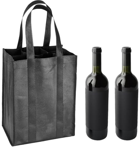 INBOLM Bottle Carrier,1PCS Wine Bottle Bag for 6 Bottles, Reusable Compartment Wine Bottle Holder Bag with Carry Handle for Storing Carrying Wine Beer Champagne(31 X 25 X 18cm)