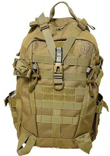 TS Tactical Store Rush Asault Militär-Rucksack, 25 l, Cordura 600D Coyote | Militär-Rucksack / Taktischer Rucksack / Molle/Camping/Crossfit/Wandern/Sport/Bug Out | KT-25L-CYT, beige