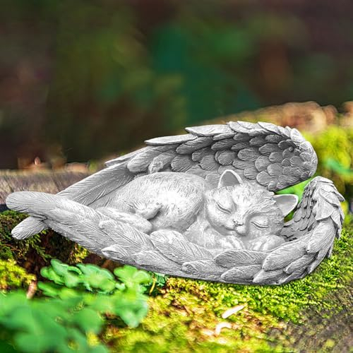 Lnjya Katze Hund Engel Gartendeko Figuren, Tierstatue Hund Katzenengel Figur Gartenstatue, Haustier Denkmal Grab Marker Tribut Statue, Deko Gedenken Tier Garten Statue