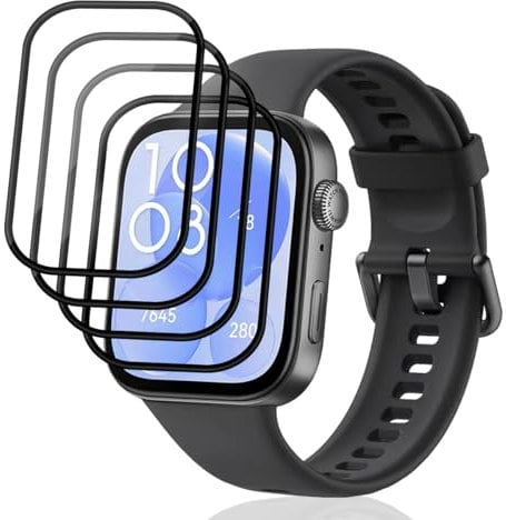 Jewloofa Protector de Pantalla Compatible con Huawei Watch Fit 3 Cristal Templado [4 Piezas], 9H Dureza, Vidrio Templado para Huawei Watch Fit 3
