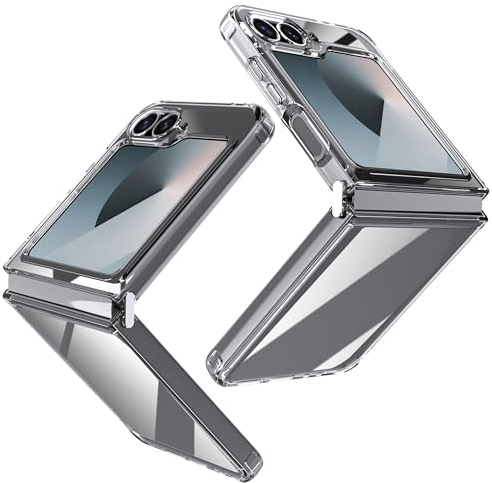 Natbok Clear Case for Samsung Galaxy Z Flip 7FE/Z Flip 6,Ultra-Thin Transparent Non-Yellowing Cover,Reinforced Corner Bumper Galaxy Z Flip 7FE/6 Phone Case Cover Metal Connector Folding Convenient