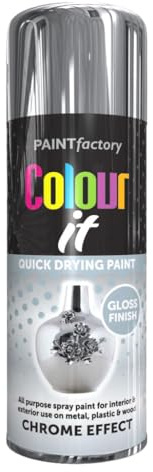 AlezyB - 12 x Chrome Effect 400ml All Purpose Spray Paint | Use on Metal, Wood, Plastic and Multipurpose Aerosol Professional Quality Perfect Finish, for Interior Exterior and Excellent Coverage