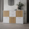 möbelando Sideboard >Quadro 2< mit 5 Türen und 2 Schubladen, in Weiss/Lamela Eiche Dekor - 138,2x95,1x40cm (BxHxT)