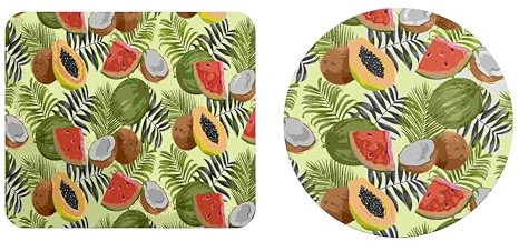 EHOMERY Tapis de Souris Pas Cher Tapis Souris XXL One Piece pastèque Tapis de Souris Personnalisable Photo Tapis Souris Gamer - 2 Pack [20x24 cm and Dia 20 cm]