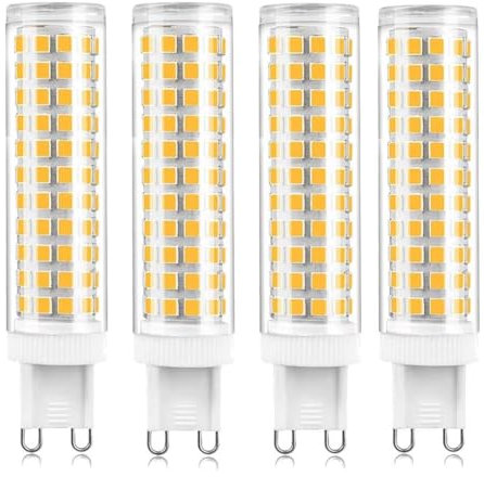 Lampadine G9 LED Dimmerabile, 15W Equivalenti a 100W 130w alogene Lampadine, Luce Bianca Calda 3000K, 1500lm, per Armadi, Applique da Cucina, Plafoniere, Lampade da Tavolo, Luci da Accento, 4 Pezzi