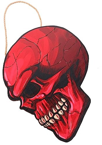 Cabilock Letrero De Calavera De Madera Decoración Halloween Para Puerta Fácil De Usar y Resistente