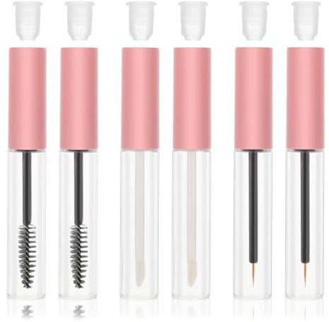 COMNICO 6 Pcs 10ml Empty Mascara Tube Eyeliner Tube and Lip Gloss Tubes Bottle with Rubber Inserts and Eyelash Wand Premium Eyelash Cream Container Bottle for Castor Oil Ideal DIY Travel Cosmetics Kit