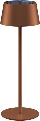 goobay LED Tischleuchte Solar/stufenlos dimmbar mit Touch Steuerung/Kabellose LED Akku Tischlampe für Innen und Außen IP44 / 150lm und 3000K warmweiß, USB-C, Bronze / 73932