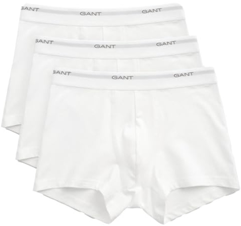 GANT Men's Core Trunks, Pack of 3, Underwear, White, Standard (Pack of 3), White, One Size
