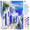 QENSPE Mar Egeo Pintura por Números para Adultos, Kit de Pintar por Números DIY con 3 Pinceles y Pinturas Acrílicas, Regalo para Decoración de Pared del Hogar, Sin Marco 40x50 cm - Paisaje Costero