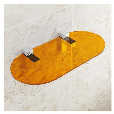 Wandregal Schwebende Regale aus Acryl for die Wand, durchsichtiges Ausstellungsregal aus Acryl, Wanddekoration und Lagerregal for Wohnzimmer, Badezimmer, Schlafzimmer, Küche Küchenregal(Orange,Klein)