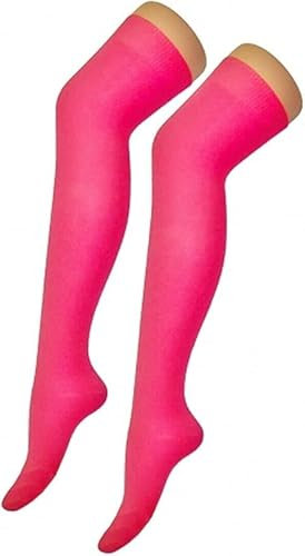 Calcetines lisos por encima de la rodilla para niñas, calcetines altos de algodón para mujer, calentadores de piernas, calcetines casuales hasta el muslo, fucsia, Altoa única