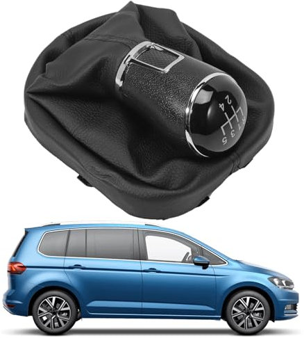 GNXFixt Schaltknauf Knauf 5 Gang + Schaltmanschette für T-u-n 1T C-d-y III Schaltsack Schaltmanschette Schwarz 1T0711113 2K0711113 1T0711456