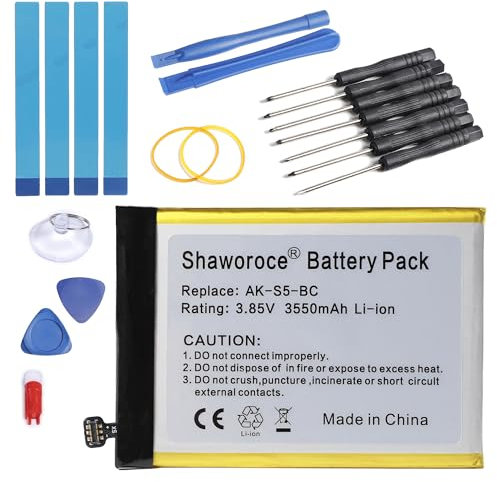SHAWOROCE Akku Batterien AK-S5-BC Kompatibel mit Emporia Handy Telefon Smart 5 SMART.5 Mobile Phone Smartphone Li-Ionen Ersatzakku 3550mAh 3,85V mit Reparatur Toolkit