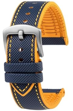 FRSWEQY Passend for CITIZEN Blue Angel Herren Radio Wave Uhr AT8020-54L/8020-03L/JY8078 Serie Canvas Nylon+Gummi Uhrenarmbänder 22mm 23mm