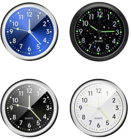 4 Orologi Per Auto, 4 Nastri Biadesivi, Mini Orologio Al Quarzo, Orologio In Metallo, Accessori Per Auto