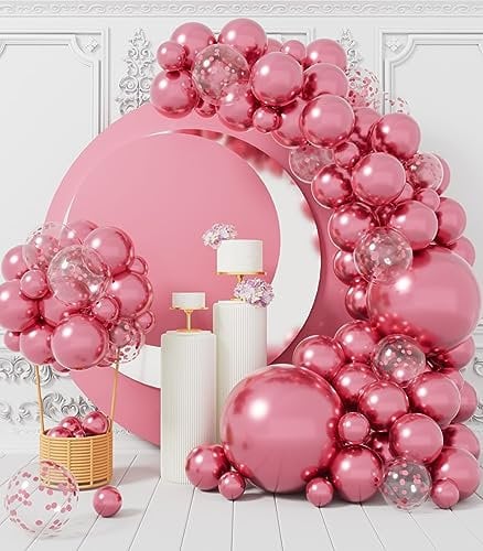 AULE Luftballon Girlande Rosa: 100 Stück Rosa Konfetti Ballons Girlande Helium Rosé Ballongirlande Rose Latex Luftballons für Baby Shower Gender Reveal Gender Reveal Baby Shower Deko