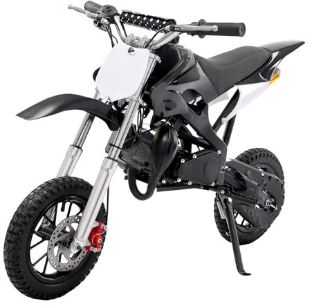 49cc Dirt Bike,Kinder Jugend Crossbike Pocket Cross,8 Zoll 2-Takt Motorrad Motorbike,Hand-Zug-Start-Methode,Scheibenbremsen,Bis 50 km/h, Max 80kg, Motorsport Pocket Crossbike (Schwarze)