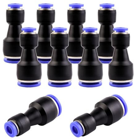 ANGEEK 10 raccordi pneumatici da 12 mm a 6 mm, riduttori pneumatici push in, attacco rapido per il collegamento ad aria e acqua
