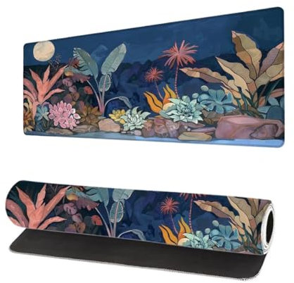 Mauspad XXL 1200x600x3mm, Mond Groß Mousepad Gaming mit Motiv, Anlage Verlängertes Mouse Pad Tastatur Matte, rutschfeste Gummibasis, Vernähte Kanten Anti-Rutsch Mauspad Desk Mat Für Laptop Office K-8