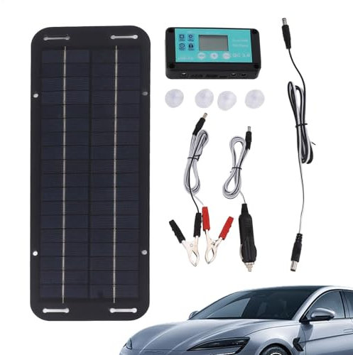 Caricabatteria solare per auto, caricabatterie solare per batteria da auto, 12 V/24 V, ricaricabile con controller, pannelli professionali per batterie bagnate, gel, Efb, Agm, Sla