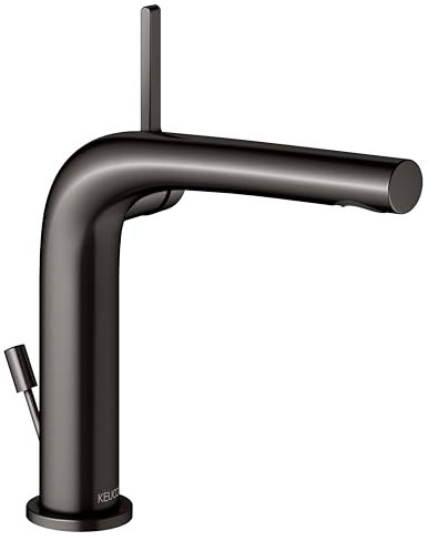 KEUCO EDITION 400 Einhebel-Waschtischmischer 150, mit Ablaufgarnitur, Ausladung 153mm, 51502350000, Farbe: Titanschwarz gebürstet